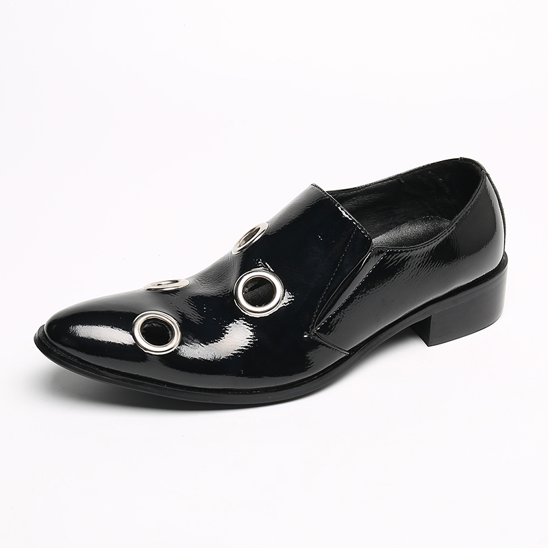 Men'S Formal Party Wear Shoes - Men's Black Leather Shoes with Metal