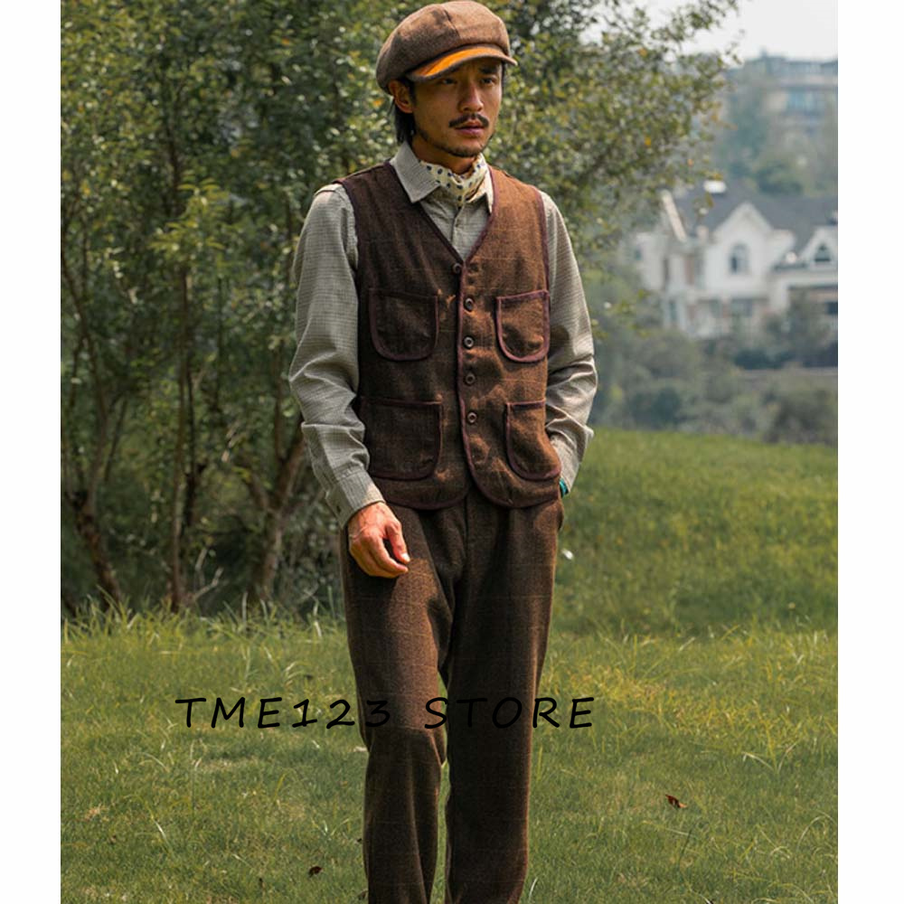 Men'S Formal Wear Waistcoat - Men's Woolen V-Neck Single Breasted Vest