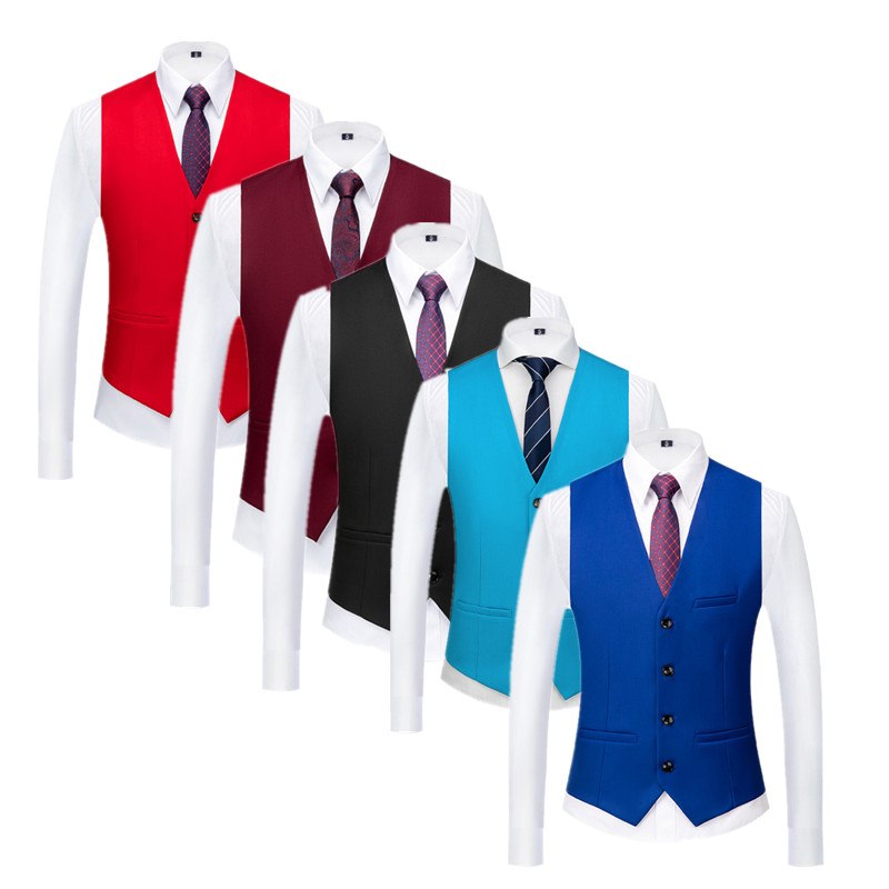 Men Formal Wear Wedding - Pure Color Formal Suit Vest Black