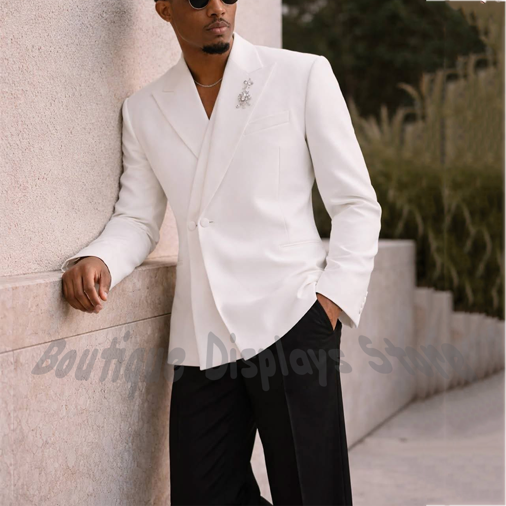 Men Formal Wear For Dinner - Fashion Design Men's Suit White Peak