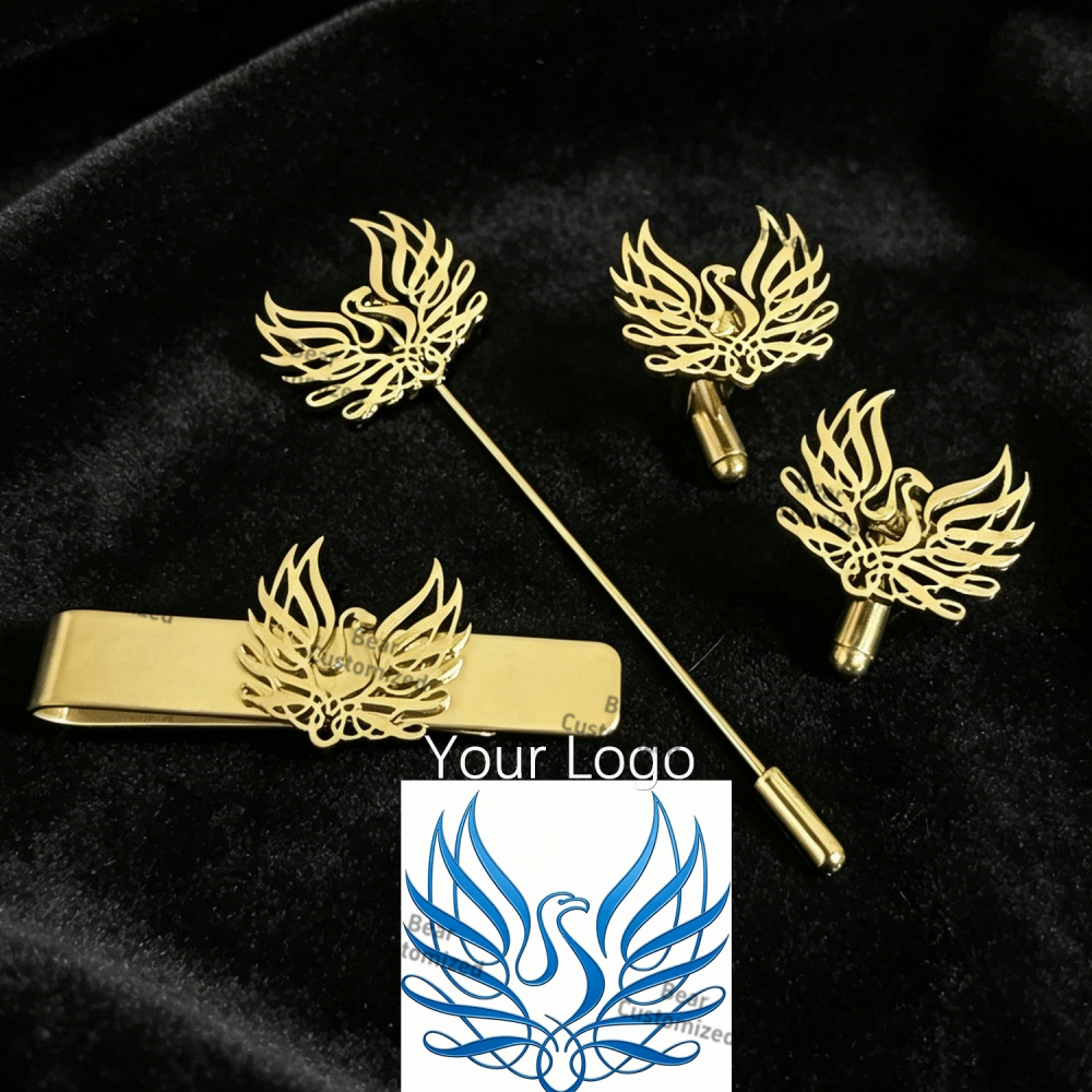 Men Formal Wear Wedding - Custom Cufflink Tie Set Bar Personalized