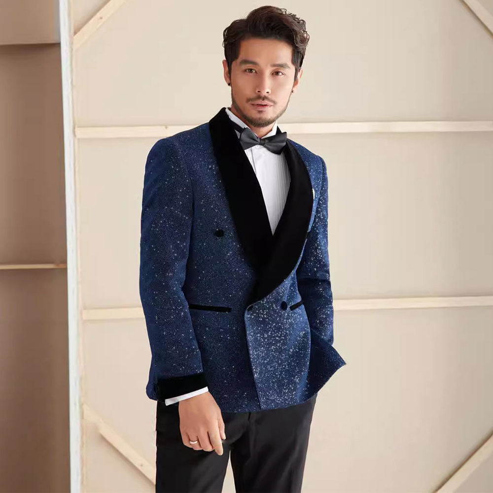 Men Formal Wear For Dinner - Elegant Sequin 2 Piece Suit Set
