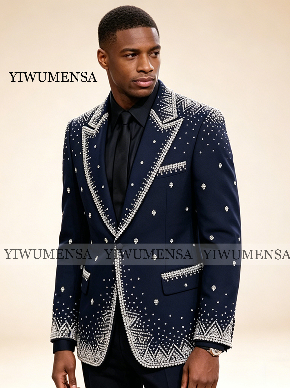 Men Formal Wear Wedding - Brilliant Rhinestone Men Suit 2 Pieces