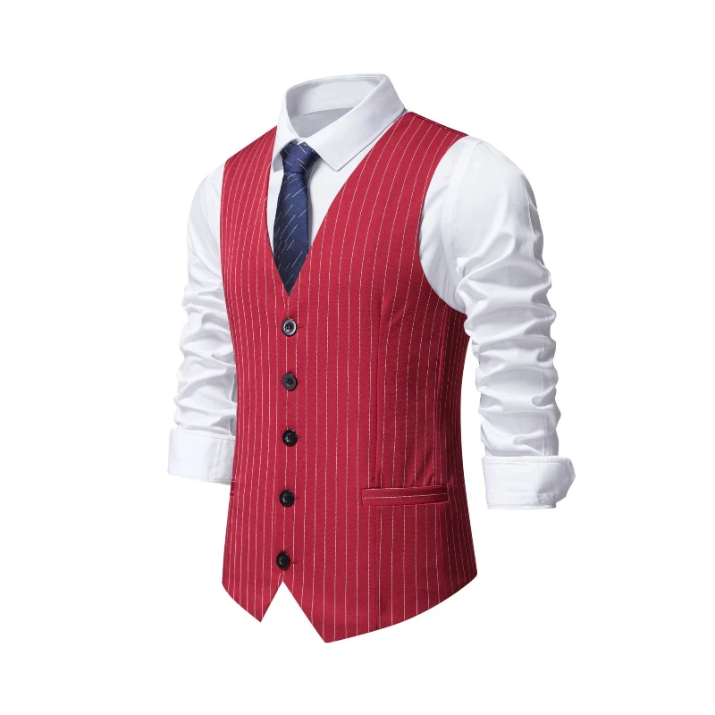 2026 New Red Striped Suit Vest - Men'S Formal Wear Waistcoat 리뷰 및 가격
