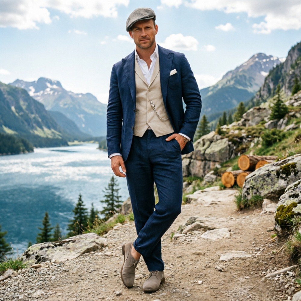 Sage Green Linen Men 3 Piece S - Men Formal Wear For Summer 리뷰 및 가격