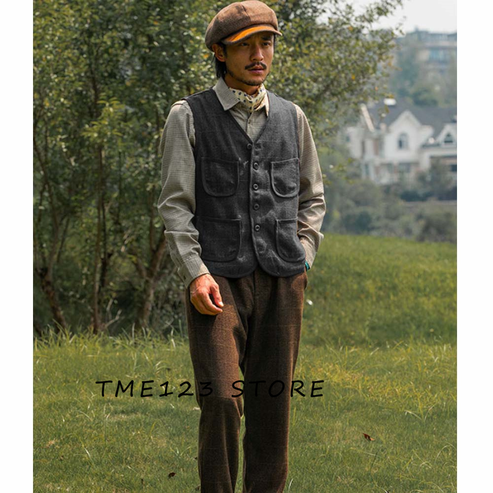 Men's Woolen V-Neck Single Bre - Men'S Formal Wear Waistcoat 리뷰 및 가격