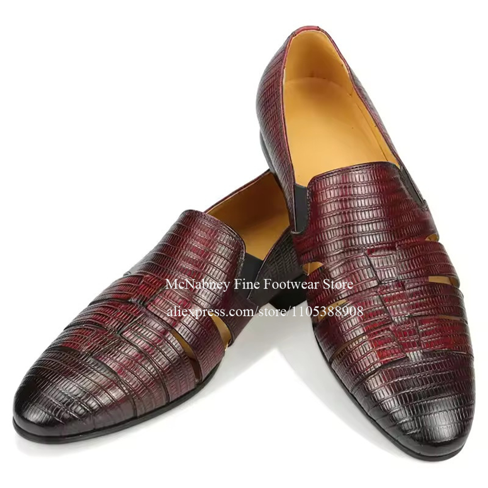 Breathable Cutout Burgundy Bla - Men Formal Wear Wedding 리뷰 및 가격