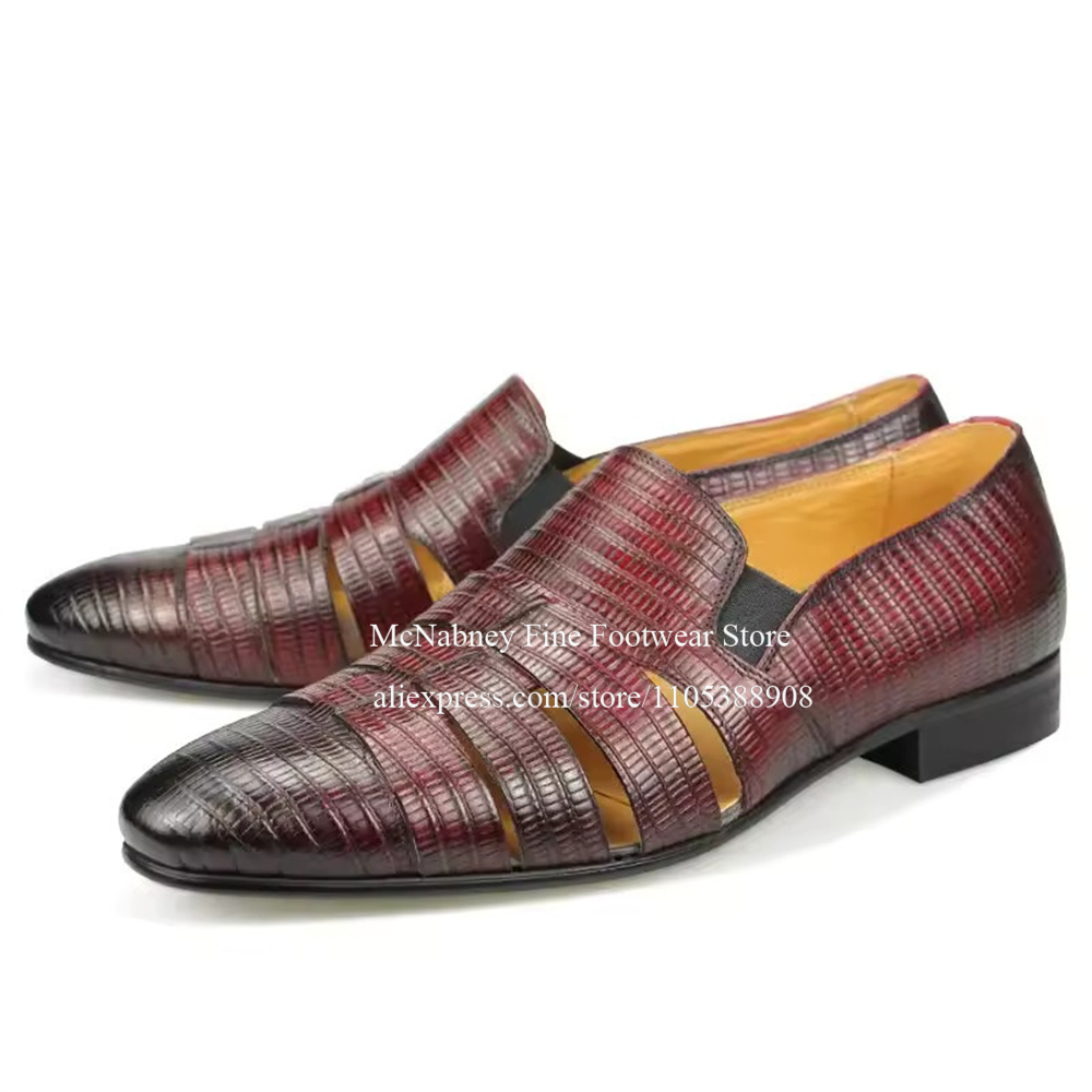 Breathable Cutout Burgundy Bla - Men Formal Wear Wedding 리뷰 및 가격