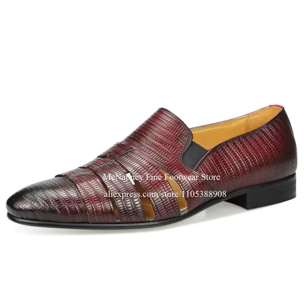 Breathable Cutout Burgundy Bla - Men Formal Wear Wedding 리뷰 및 가격