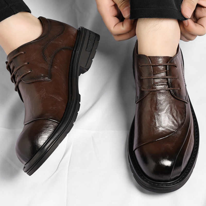 Brown Burnished Genuine Leathe - Men'S Formal Party Wear Shoes 리뷰 및 가격
