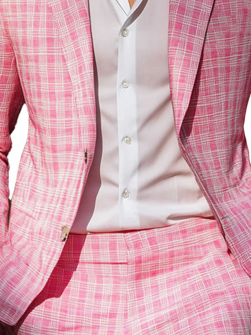 Summer Pink Plaid Mens Tuxedos - Men Formal Wear For Summer 리뷰 및 가격