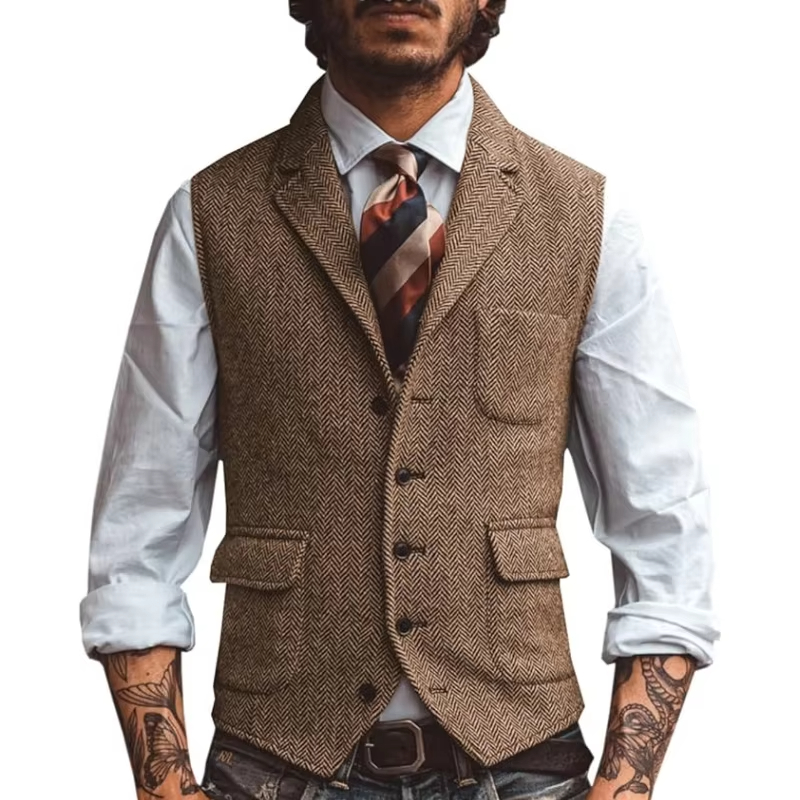 Retro Tweed Men's Vest Herring - Men'S Formal Wear Waistcoat 리뷰 및 가격