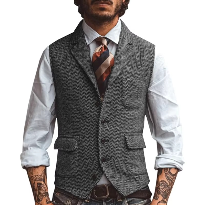 Retro Tweed Men's Vest Herring - Men'S Formal Wear Waistcoat 리뷰 및 가격