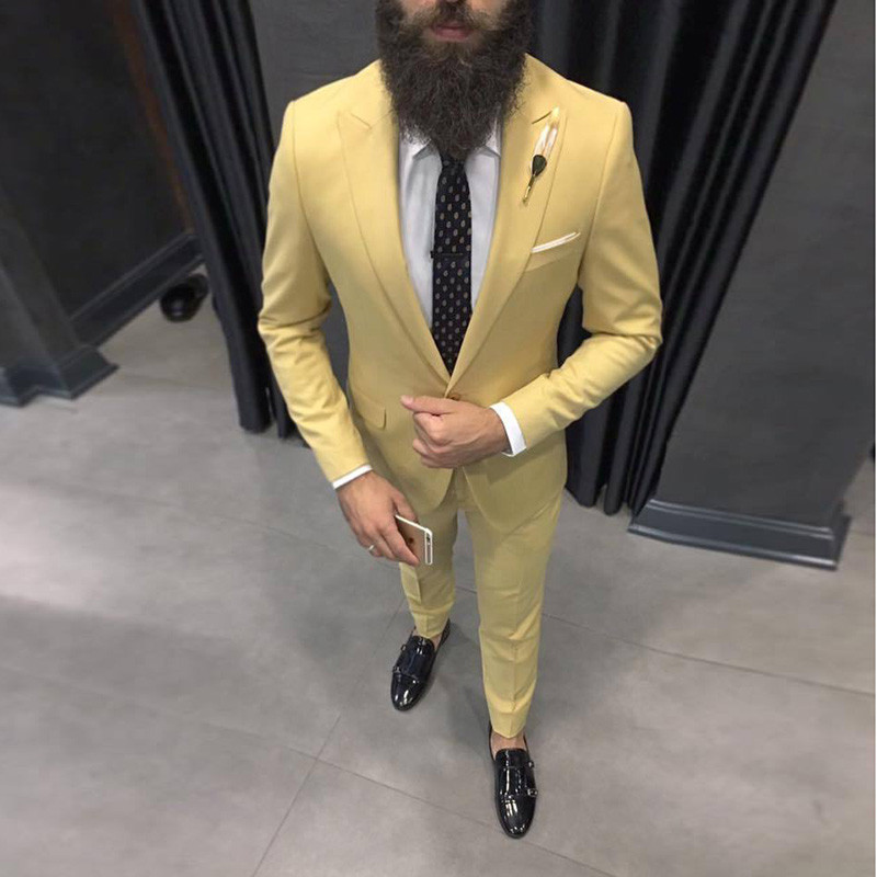 2025 Latest Yellow Men Suits f - Men Formal Wear For Dinner 리뷰 및 가격