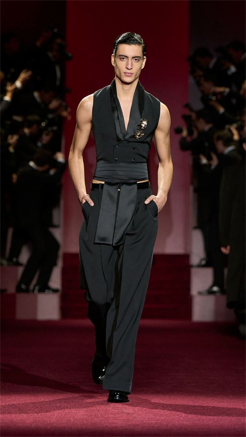 Black Men Suits 2 Piece Vest+P - Men'S Formal Wear Waistcoat 리뷰 및 가격