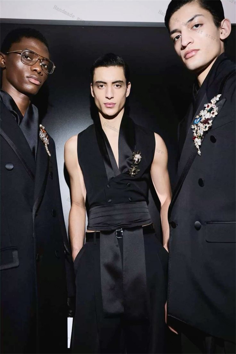 Black Men Suits 2 Piece Vest+P - Men'S Formal Wear Waistcoat 리뷰 및 가격