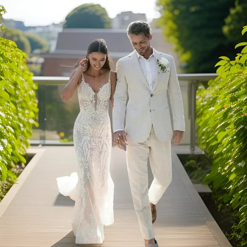 Linen Wedding Tuxedo For Men S - Men Formal Wear For Summer 리뷰 및 가격
