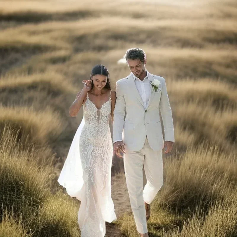 Linen Wedding Tuxedo For Men S - Men Formal Wear For Summer 리뷰 및 가격