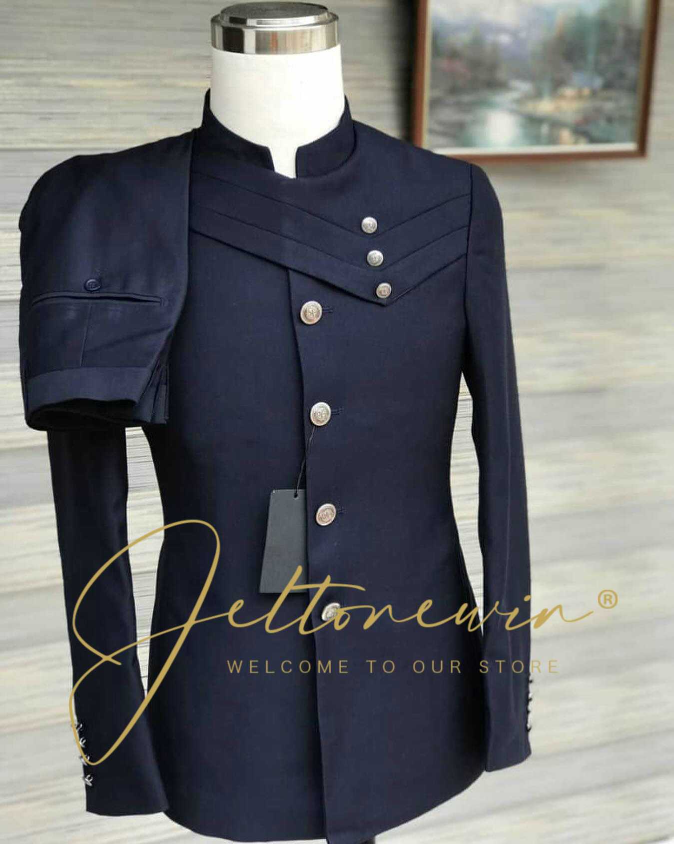 Men's Navy Blue Suit Set with  - Men'S Style Formal Wear 리뷰 및 가격