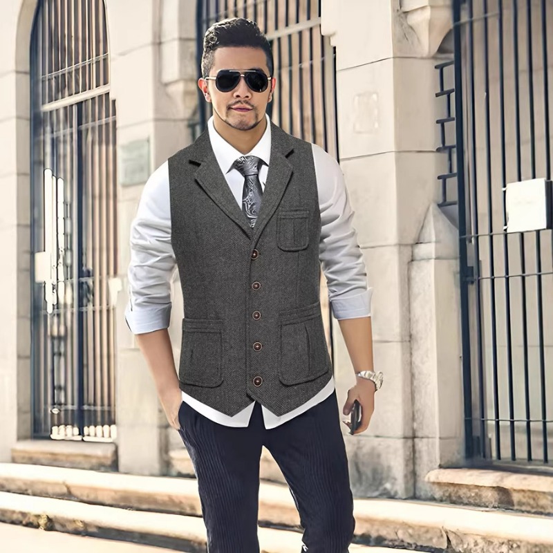 Men's Herringbone Tweed Suit V - Men'S Formal Wear Waistcoat 리뷰 및 가격
