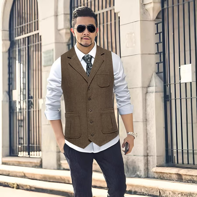 Men's Herringbone Tweed Suit V - Men'S Formal Wear Waistcoat 리뷰 및 가격
