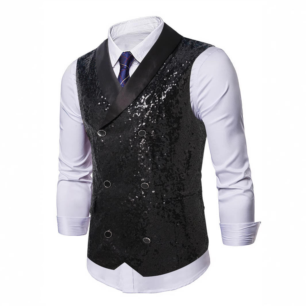 New Men Black Sequin Double Br - Men'S Formal Wear Waistcoat 리뷰 및 가격