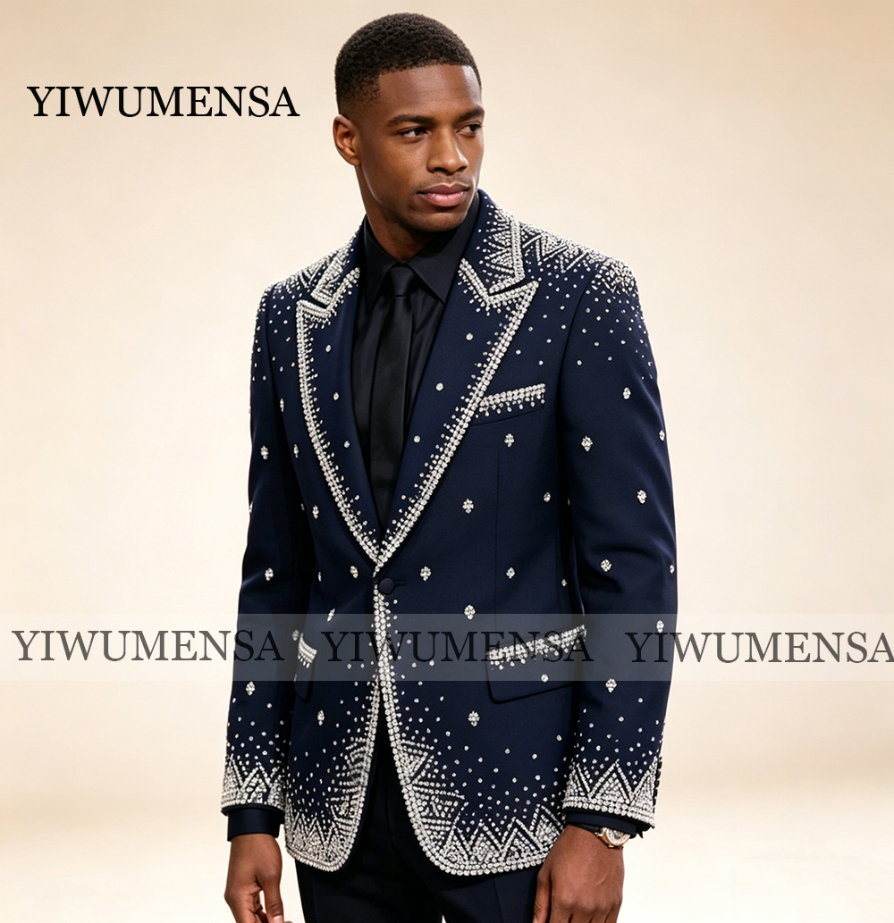 Brilliant Rhinestone Men Suit  - Men Formal Wear Wedding 리뷰 및 가격