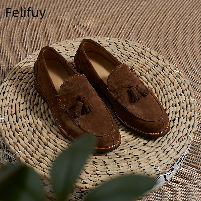 New Brown Men Flat Loafers Cow - Men Formal Wear Wedding 리뷰 및 가격