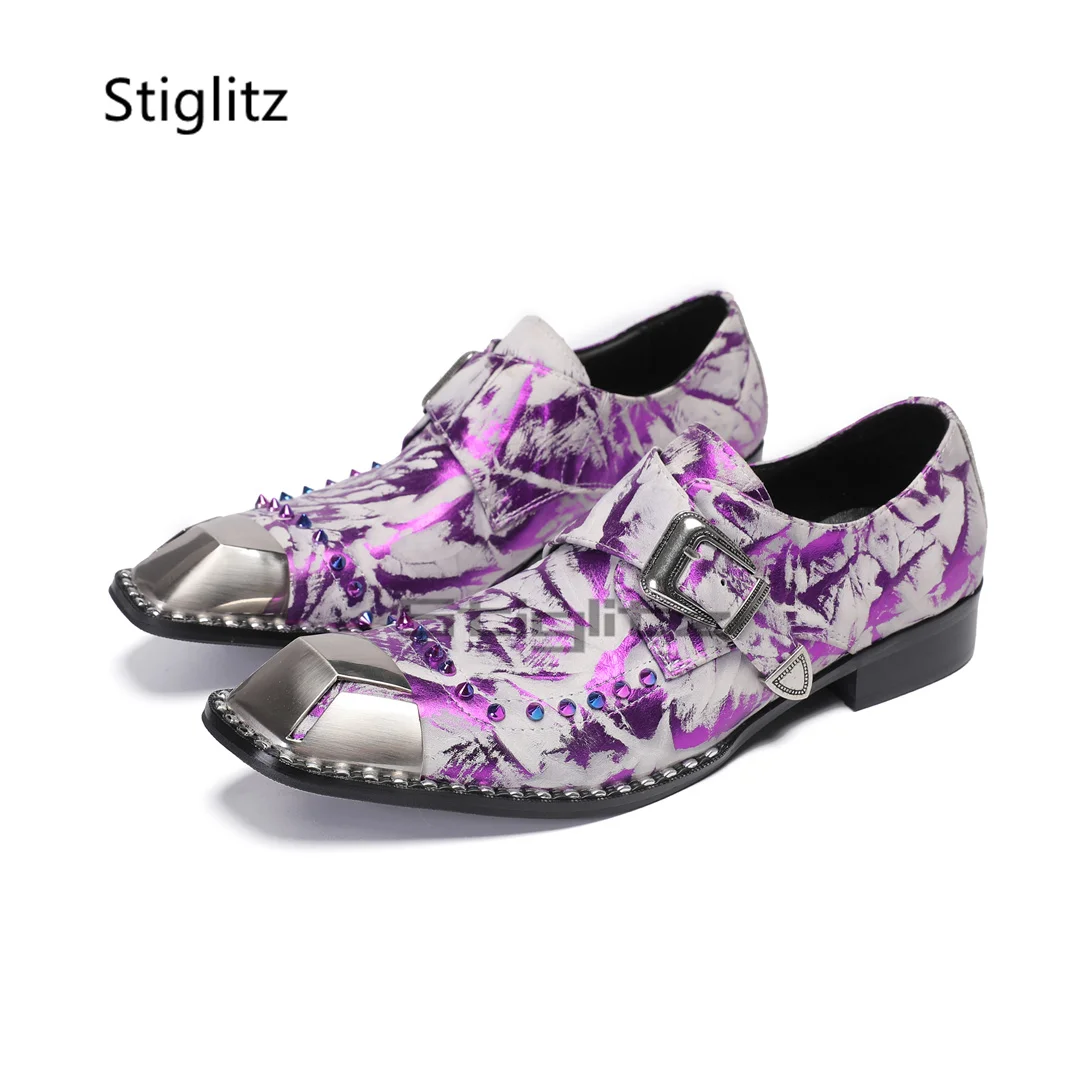 Purple Prints Genuine Leather  - Men'S Formal Party Wear Shoes 리뷰 및 가격