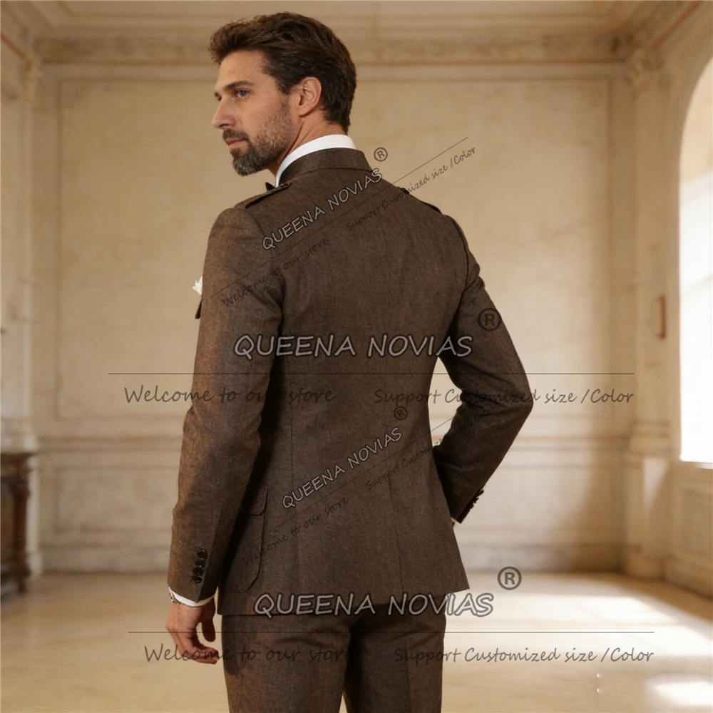 Classic Brown Suits Men Safari - Men'S Style Formal Wear 리뷰 및 가격
