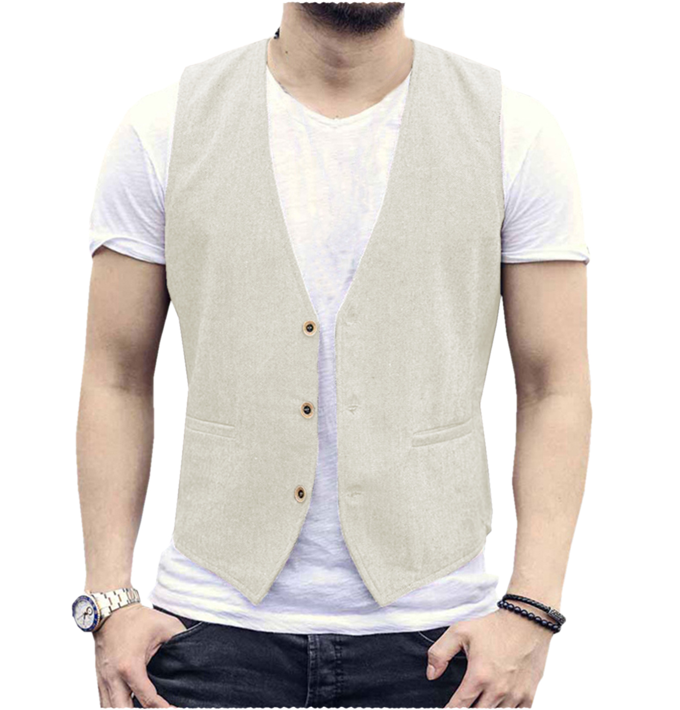 Linen Men Vest Wedding Groom S - Men Formal Wear Wedding 리뷰 및 가격