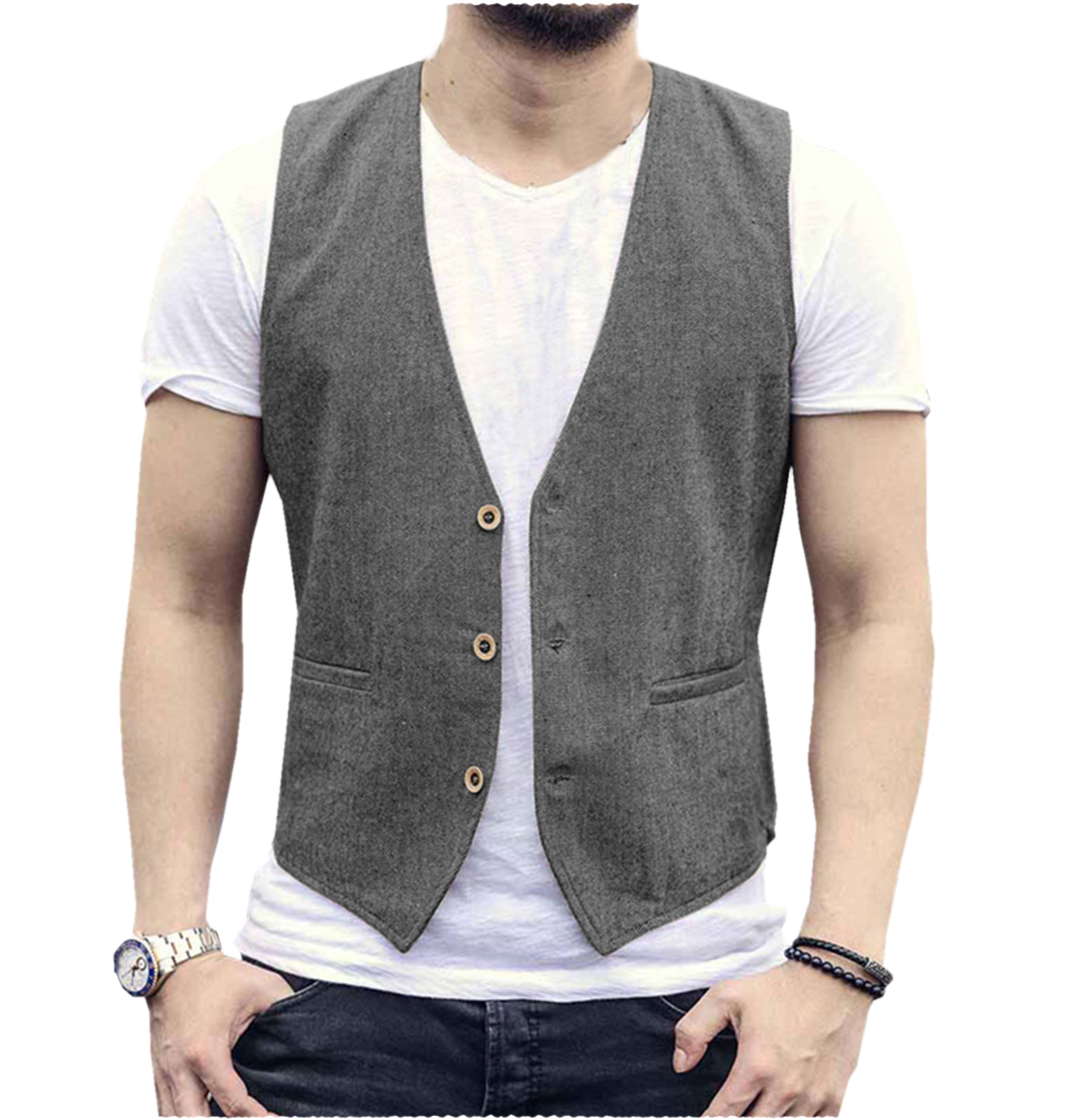 Linen Men Vest Wedding Groom S - Men Formal Wear Wedding 리뷰 및 가격