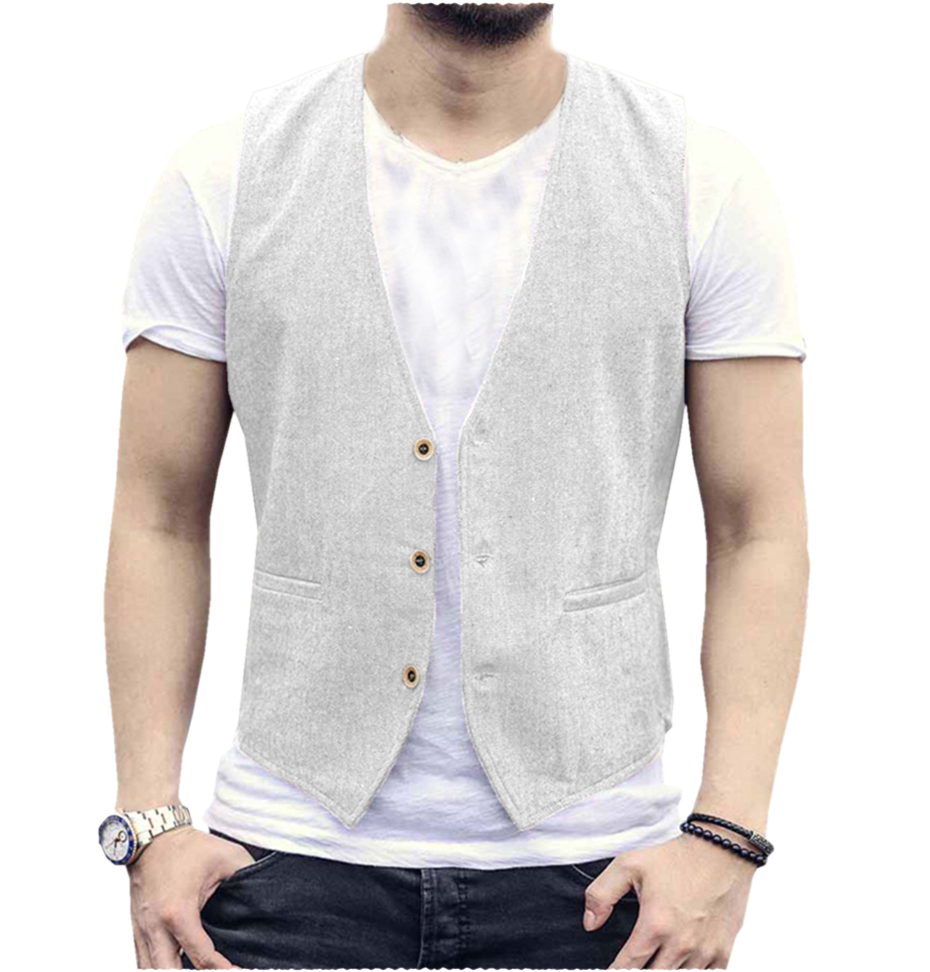 Linen Men Vest Wedding Groom S - Men Formal Wear Wedding 리뷰 및 가격