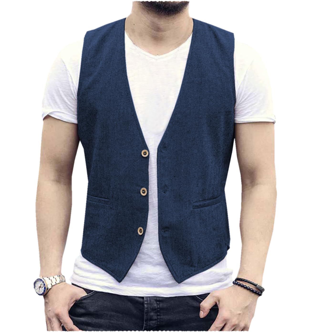Linen Men Vest Wedding Groom S - Men Formal Wear Wedding 리뷰 및 가격