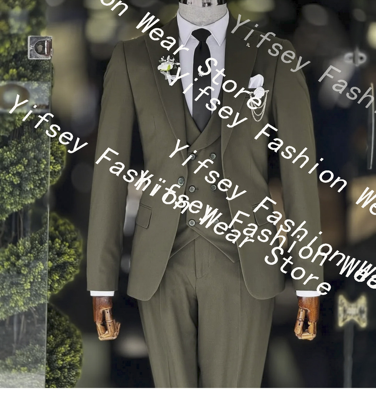 Fashion Army Green Men's Suit  - Men Formal Wear For Dinner 리뷰 및 가격