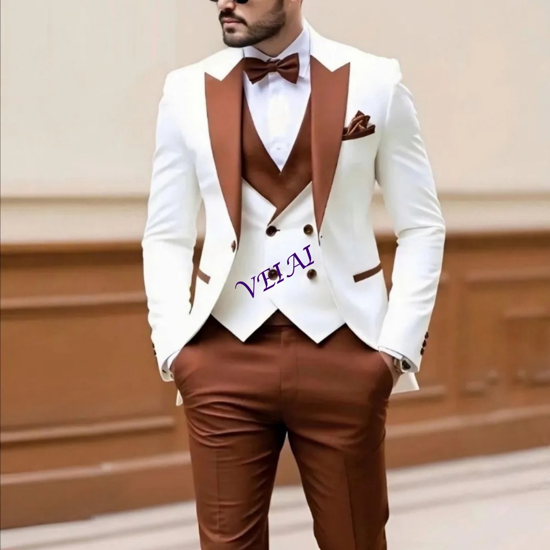 New White And Brown Men Suit F - Men Formal Wear Wedding 리뷰 및 가격