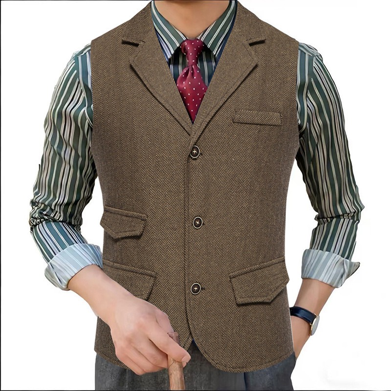 Men's Herringbone Tweed Suit V - Men'S Formal Wear Waistcoat 리뷰 및 가격