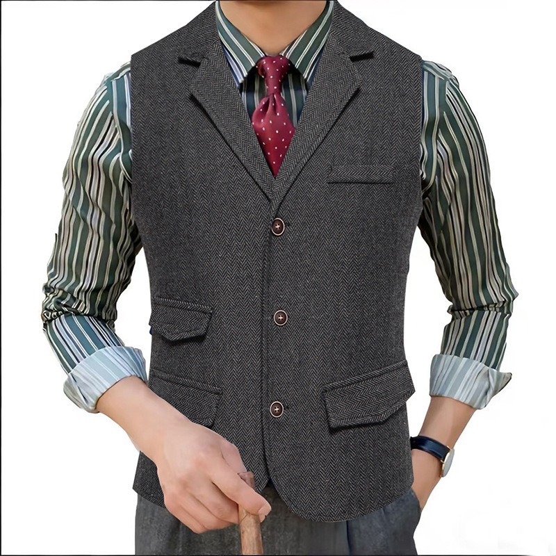 Men's Herringbone Tweed Suit V - Men'S Formal Wear Waistcoat 리뷰 및 가격